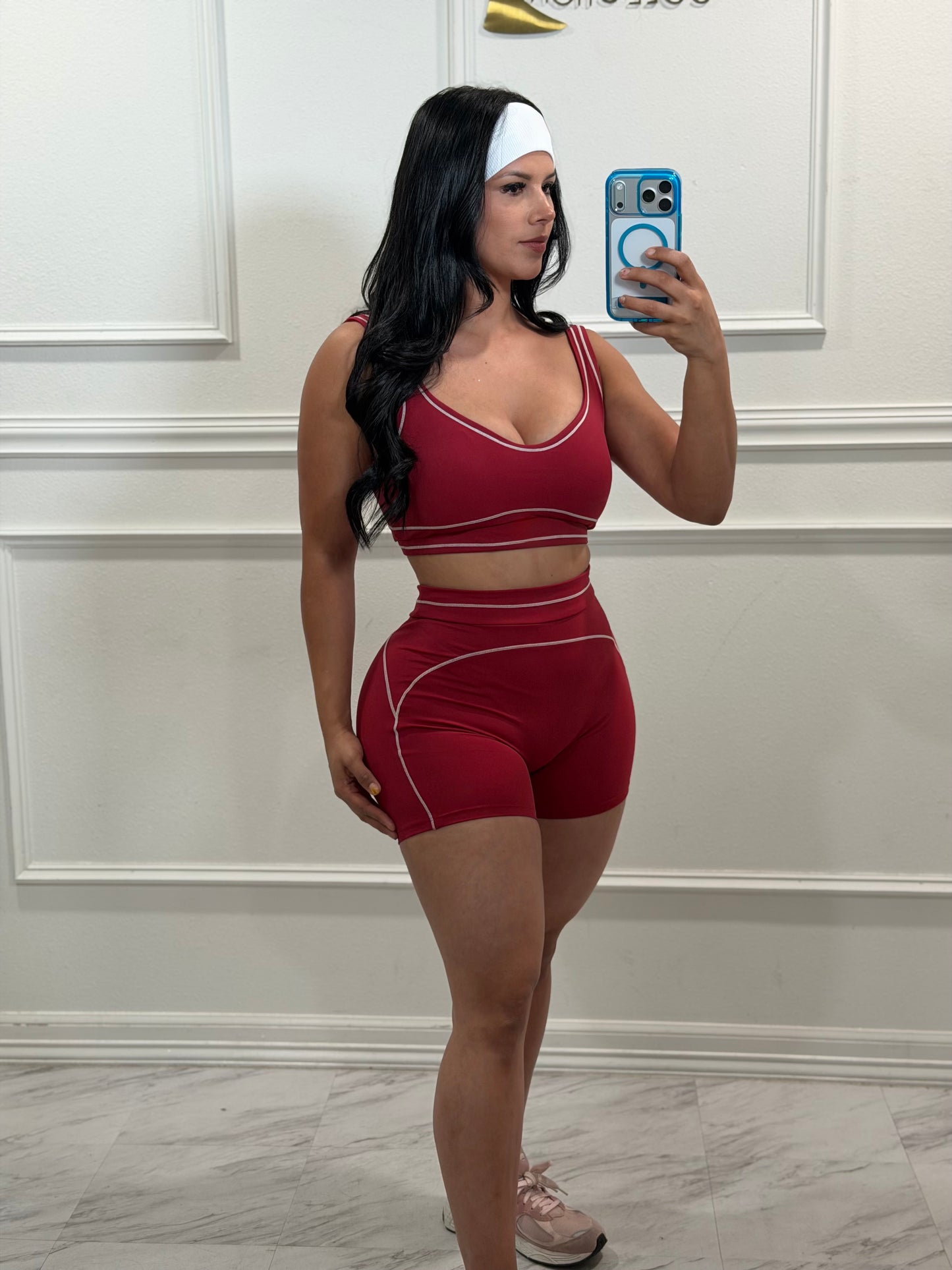 Burgundy short set