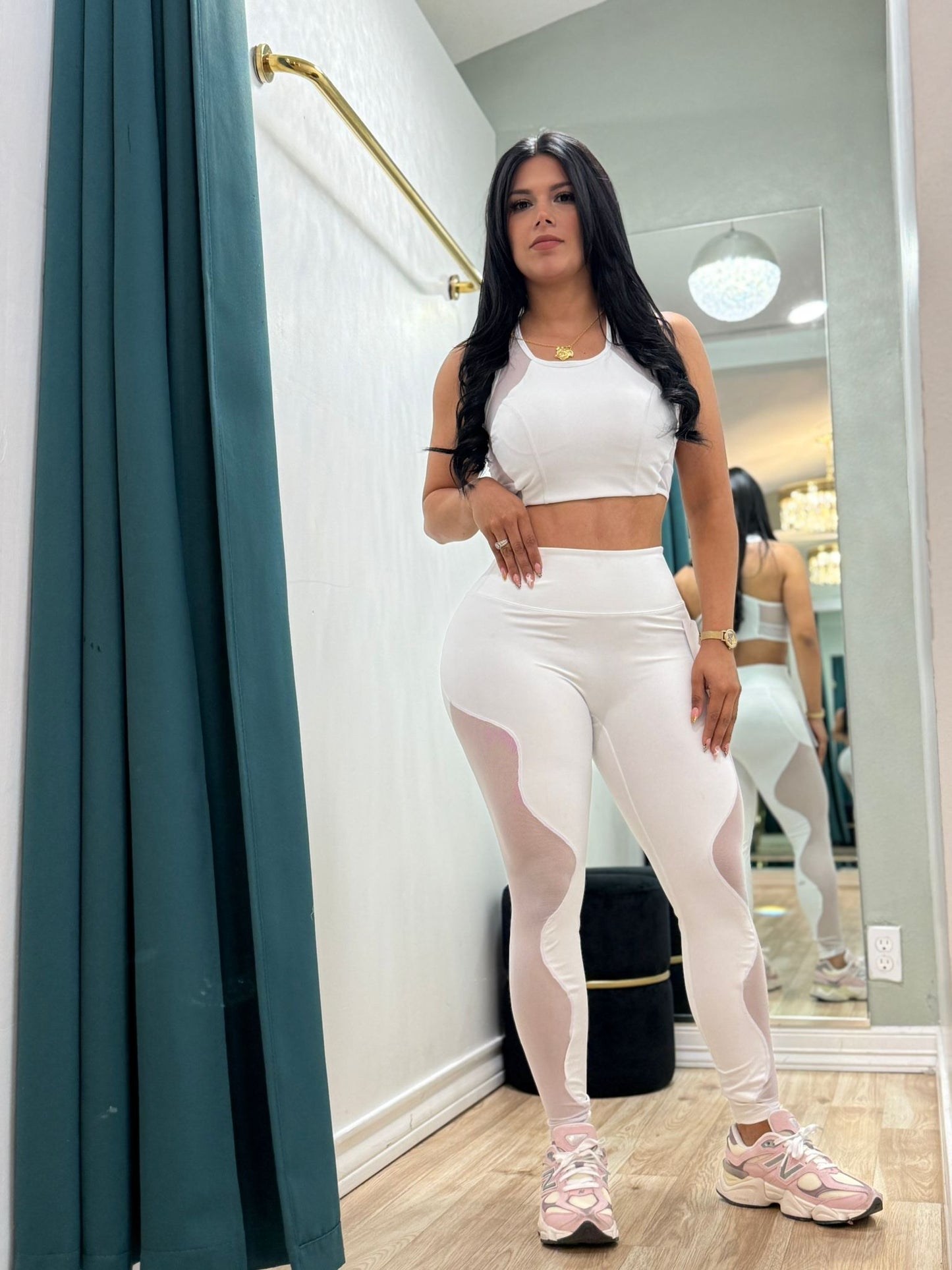White Mesh leggings set